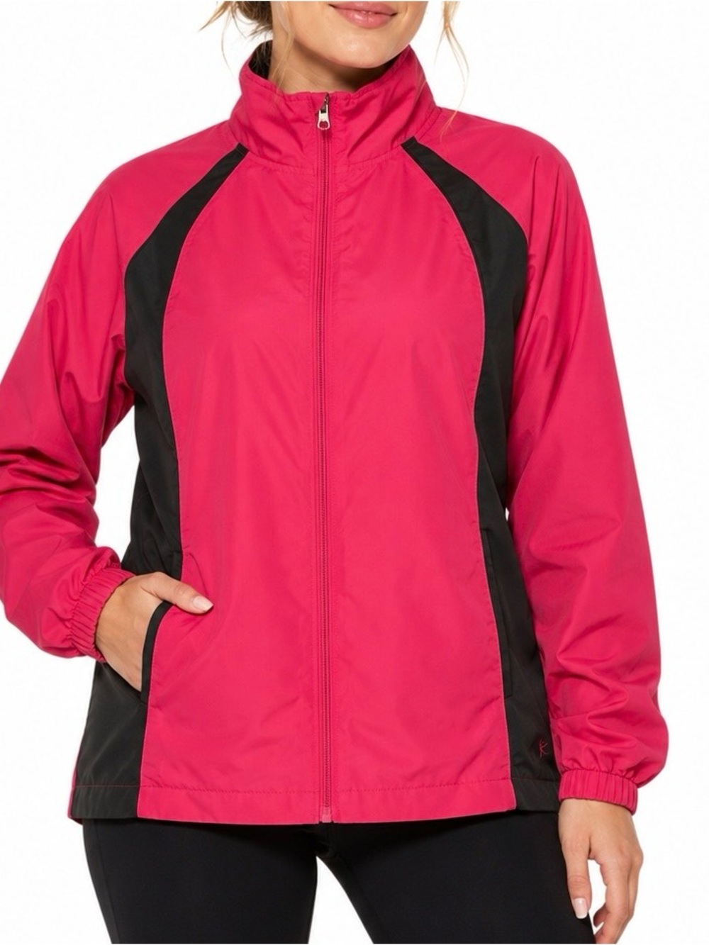 Danskin Now Pink & Black Lightweight Track Jacket / Windbreaker